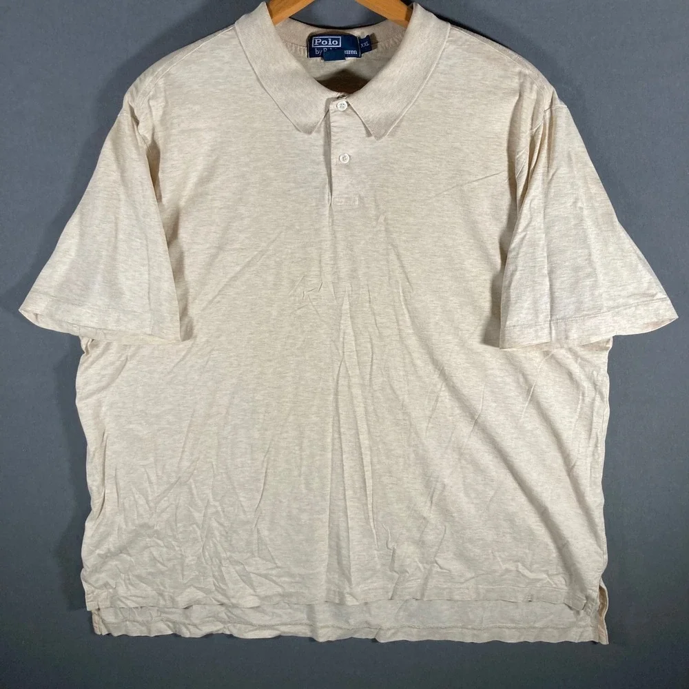 Polo Ralph Lauren Mens Polo Shirt XXL Beige Pima Cotton‎ Classic Fit